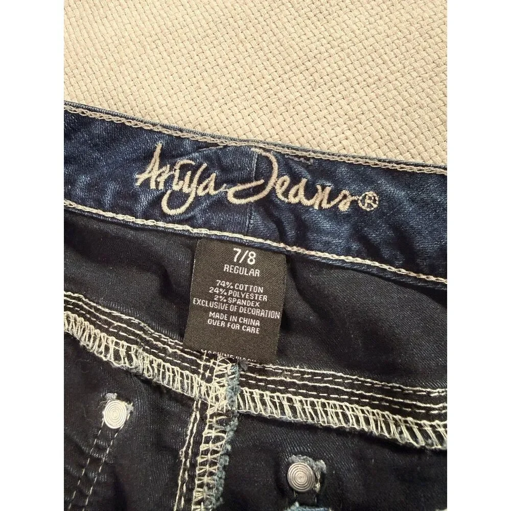ARIYA JEANS Dark Wash Embroidered Skinny Jeans – Size 7/8 Regular - Picture 11 of 12